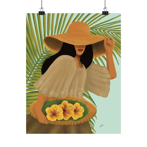 Gumamela Girl- Filipina Art by Jona Matte Vertical Posters