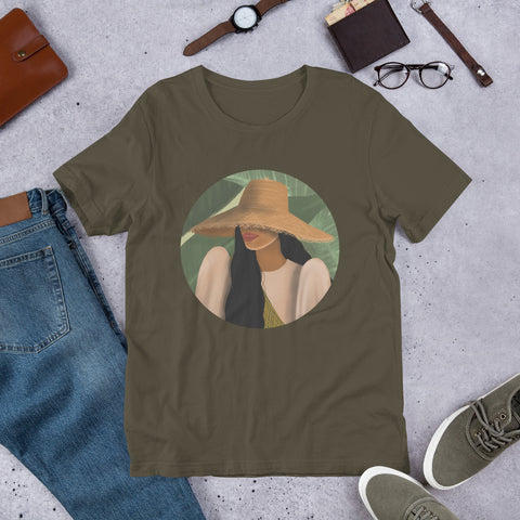 Tagalog Woman with Sumbrero- Filipina Artwork on Short-sleeve unisex t-shirt